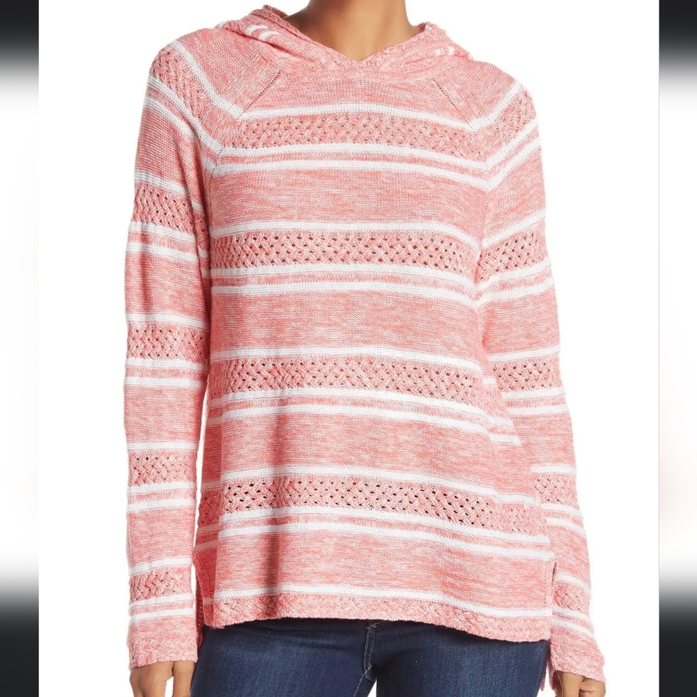 Tommy Bahama Anacapa Marbled Knit Cotton Linen Blend Pullover Hoodie Womens M